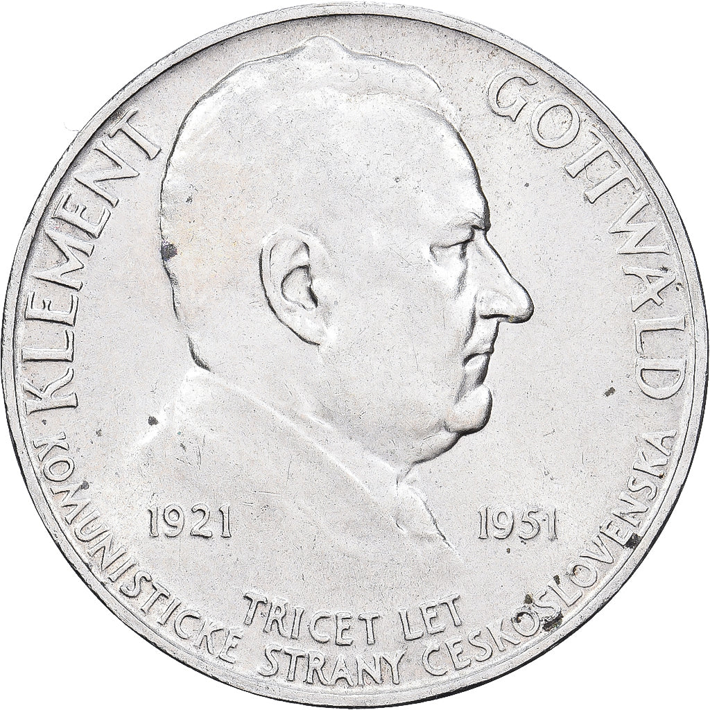 Checoslováquia, 100 Korun, 1951, Prata, AU(55-58), KM:33
