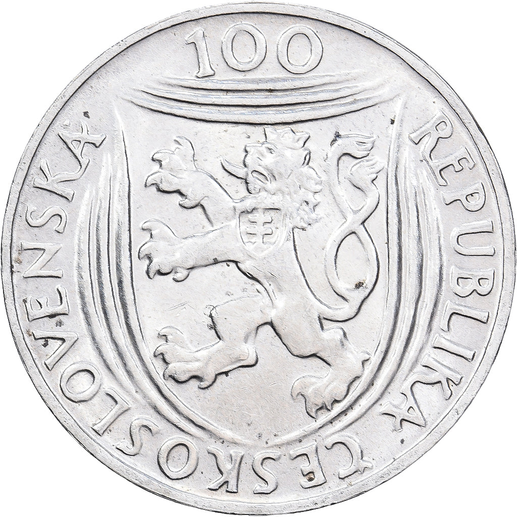 Checoslováquia, 100 Korun, 1951, Prata, AU(55-58), KM:33