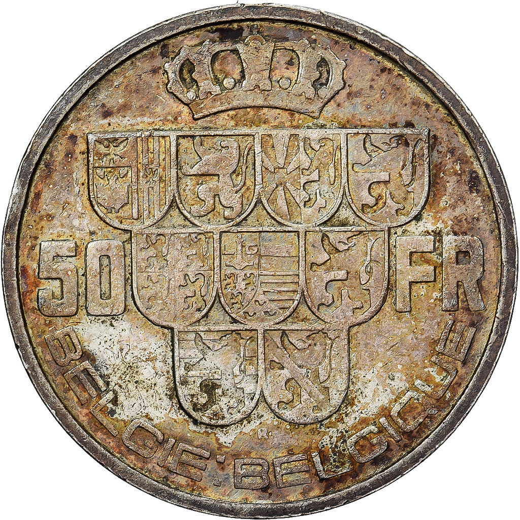 Belgien, 50 Francs, 50 Frank, 1939, Silber, SS, KM:122.1