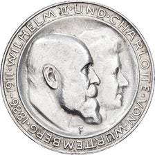Estados Alemães, WURTTEMBERG, Wilhelm II, 3 Mark, 1911, Freudenstadt, Prata