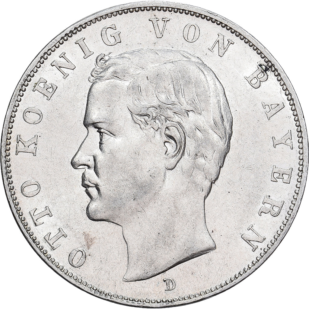German States, BAVARIA, Otto, 3 Mark, 1912, Munich, Silver, AU(55-58), KM:996