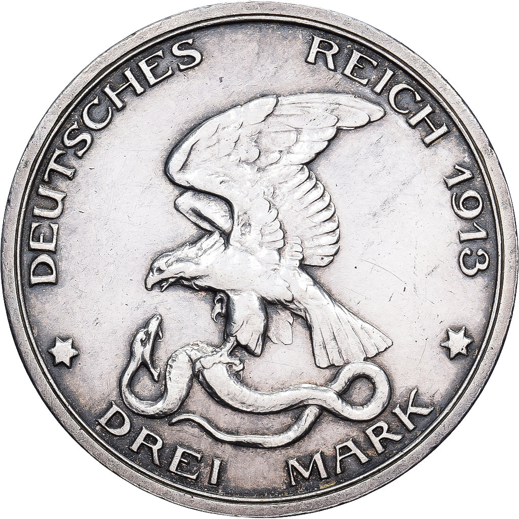 Estados Alemães, PRUSSIA, Wilhelm II, 3 Mark, 1913, Berlin, Déclaration de