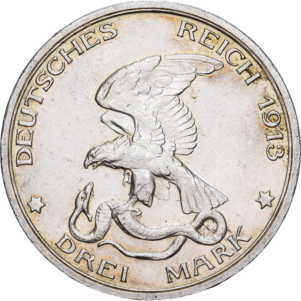 Estados Alemães, PRUSSIA, Wilhelm II, 3 Mark, 1913, Berlin, Déclaration de