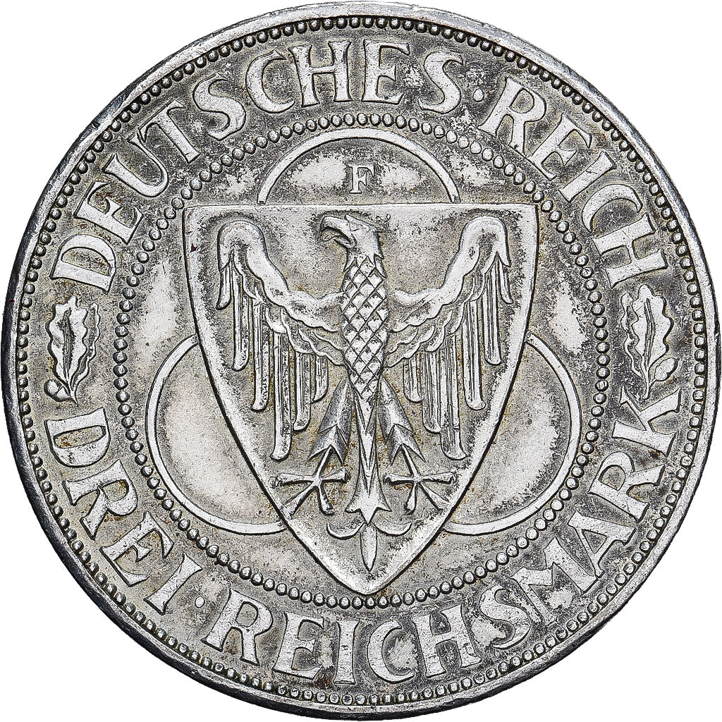 Duitsland, Weimarrepubliek, 3 Mark, 1930, Stuttgart, Zilver, ZF+