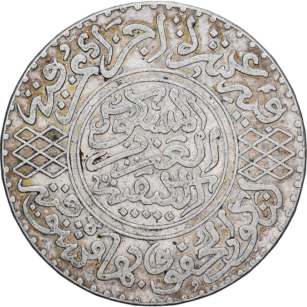 Marrocos, Abdelaziz, 5 Dirhams, AH 1320 (1903), Berlin, Prata, EF(40-45)