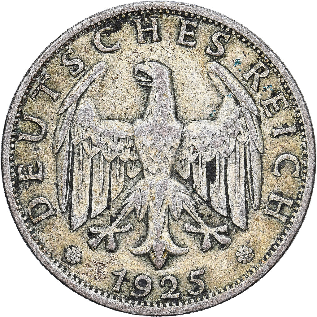 ALEMANHA, REPÚBLICA DE WEIMAR, 2 Mark, 1925, Berlin, Prata, VF(30-35), KM:45