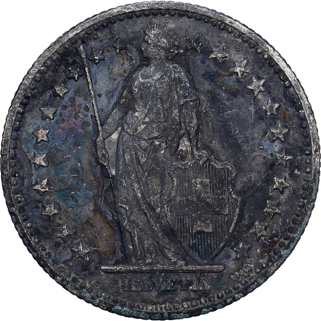 Suiza, 2 Francs, 1886, Bern, Plata, BC+, KM:21