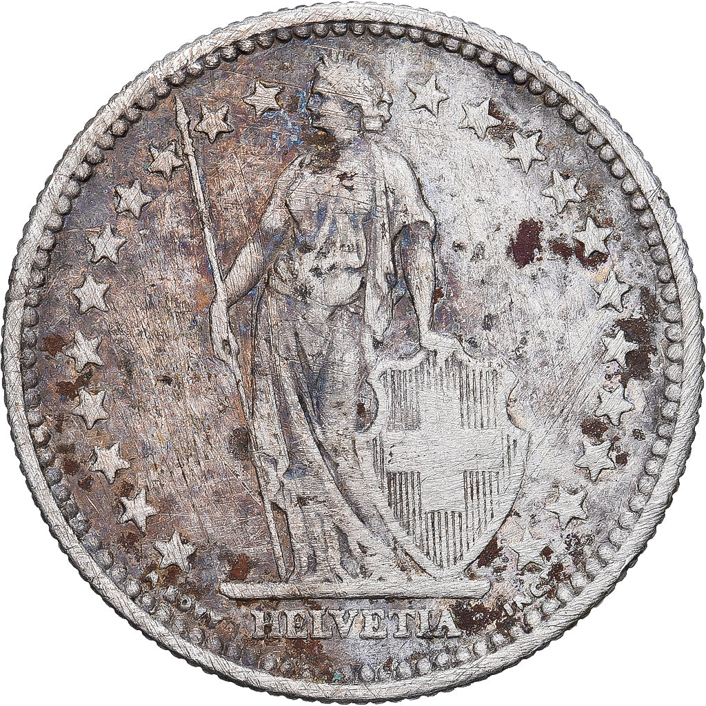 Suiza, 2 Francs, 1905, Bern, Plata, BC+, KM:21