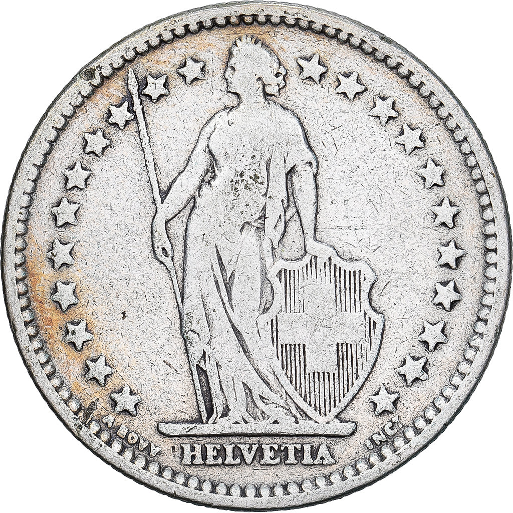 Suiza, 2 Francs, 1905, Bern, Plata, BC+, KM:21