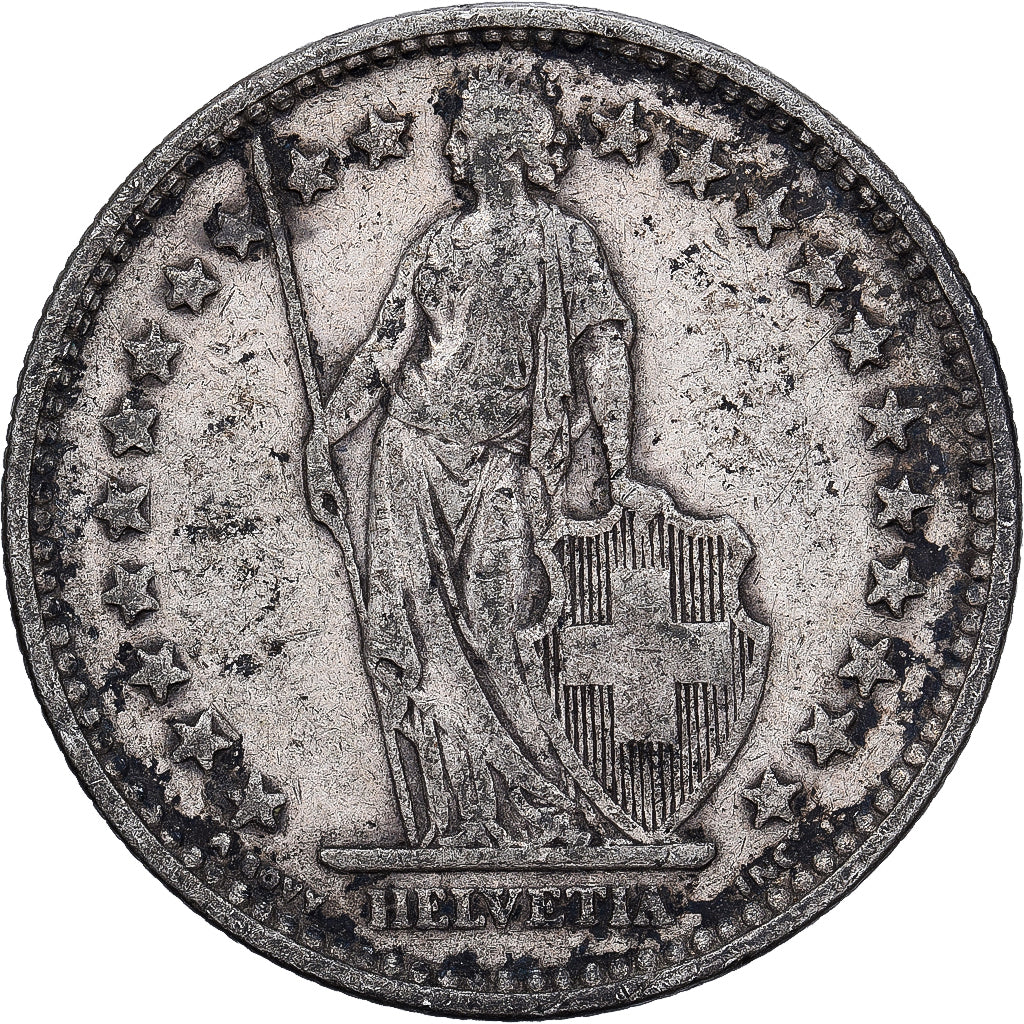 Suiza, 2 Francs, 1914, Bern, Plata, BC+, KM:21