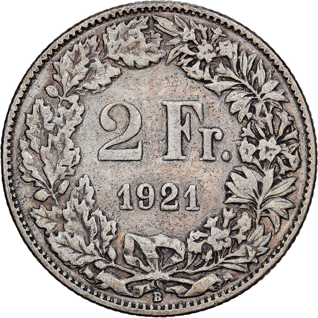 Zwitserland, 2 Francs, 1921, Bern, Zilver, FR+, KM:21