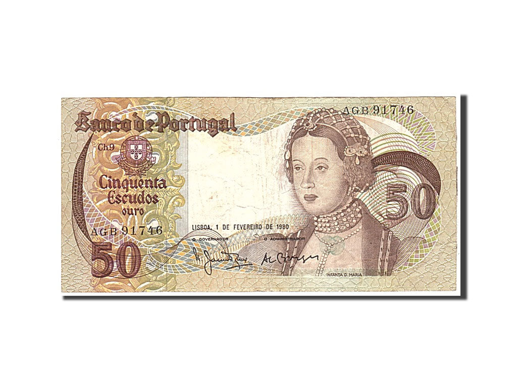 Banknote, Portugal, 50 Escudos, 1980, 1980-02-01, KM:174b, VF(20-25)