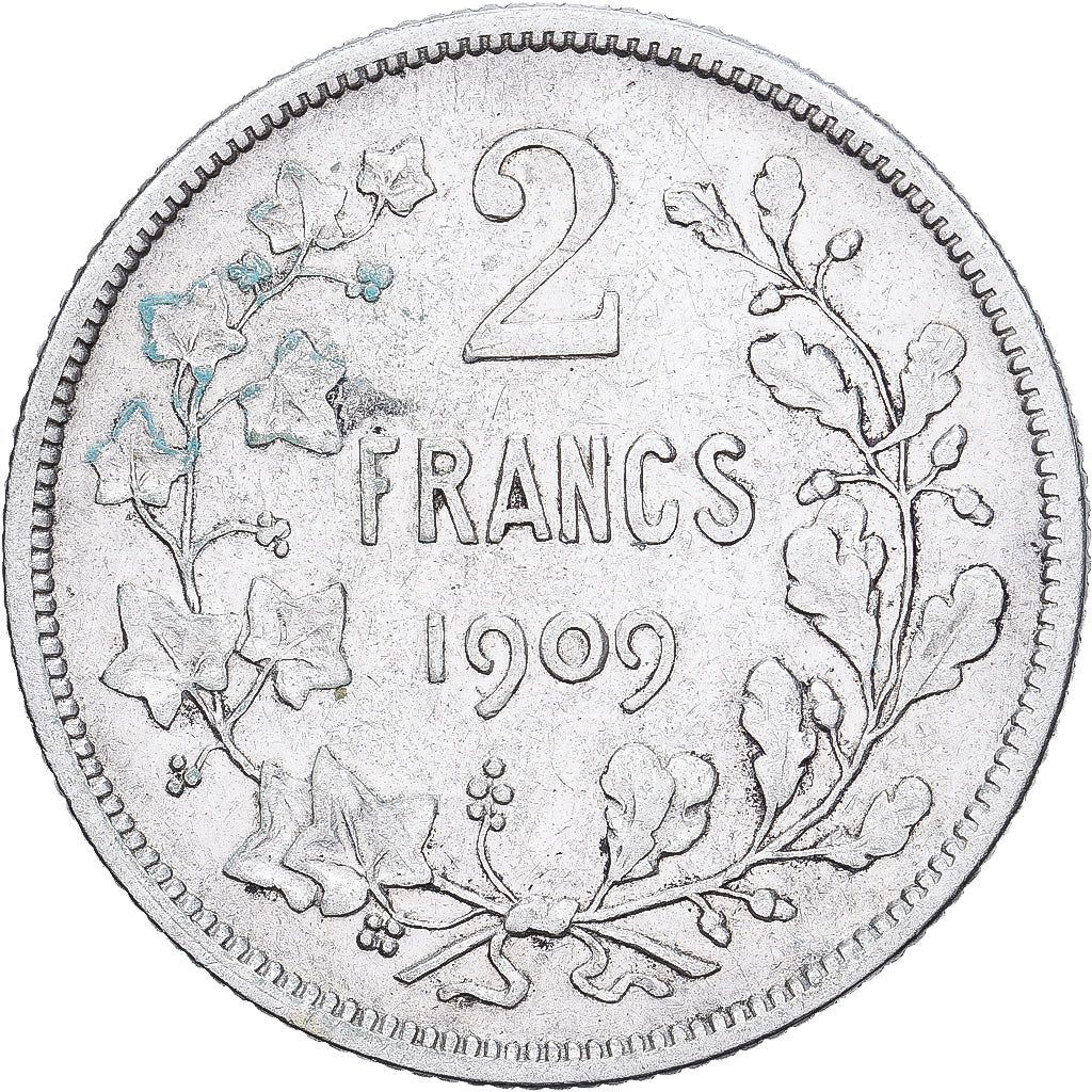 Belgio, 2 Francs, 2 Frank, 1909, Argento, MB+, KM:59