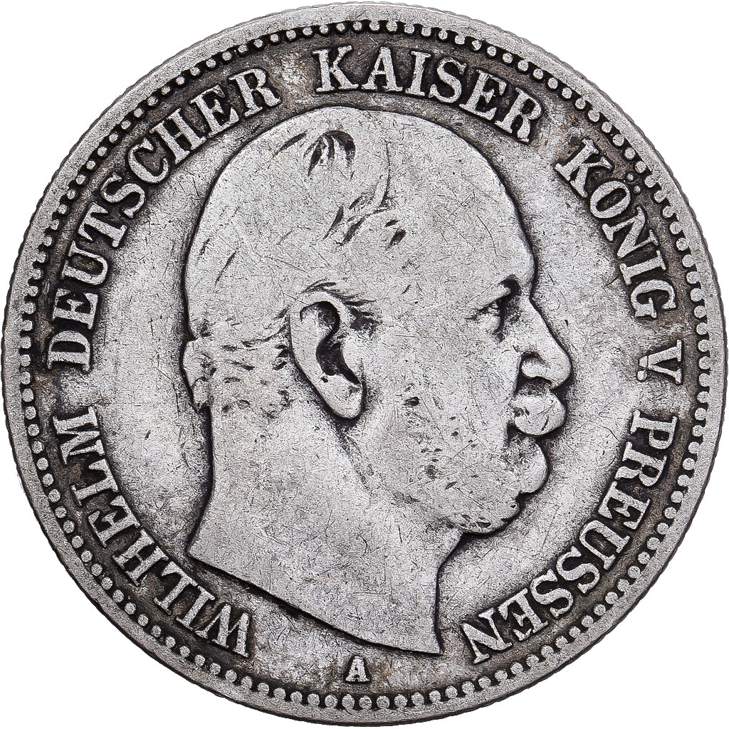 Landy niemieckie, PRUSSIA, Wilhelm I, 2 Mark, 1876, Berlin, Srebro, VF(20-25)