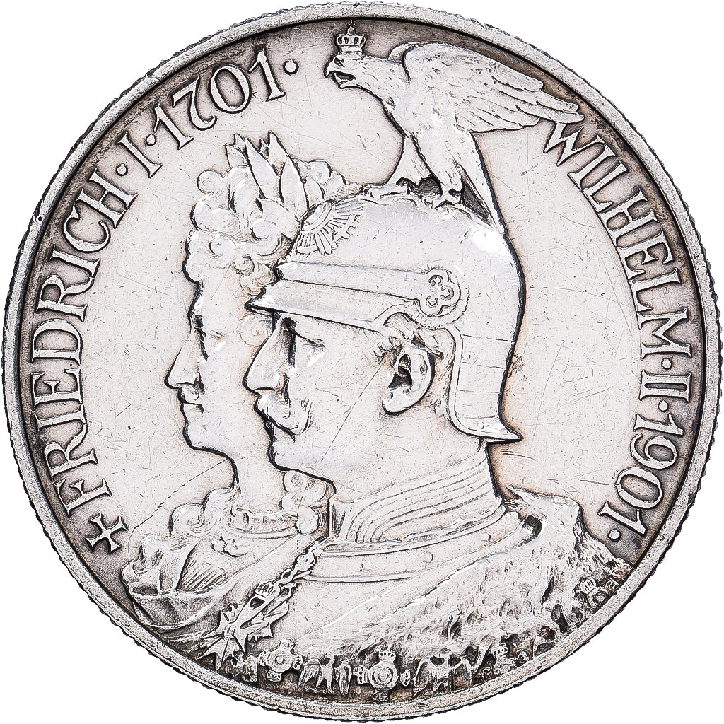 German States, PRUSSIA, Wilhelm II, 2 Mark, 1901, Berlin, Silver, VF(30-35)