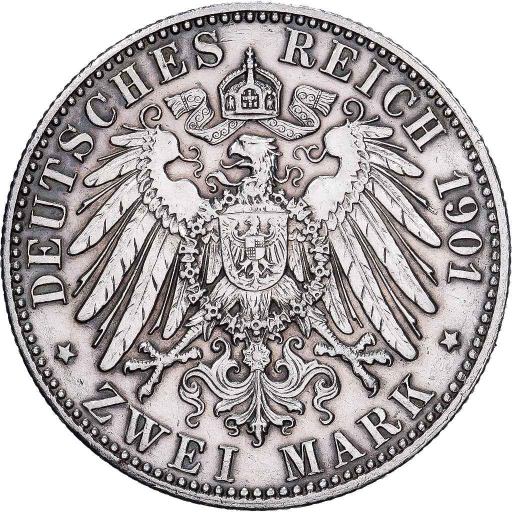German States, PRUSSIA, Wilhelm II, 2 Mark, 1901, Berlin, Silver, VF(30-35)