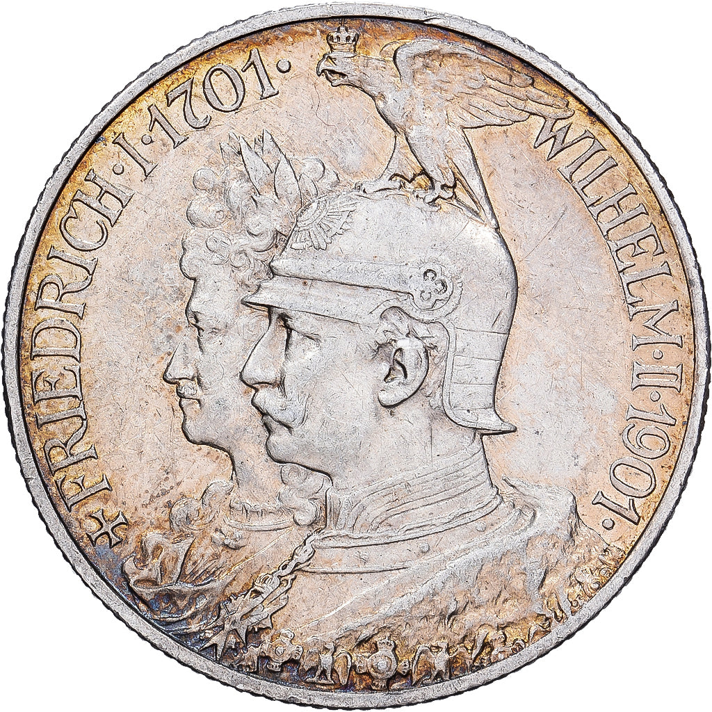 German States, PRUSSIA, Wilhelm II, 2 Mark, 1901, Berlin, Silver, AU(50-53)
