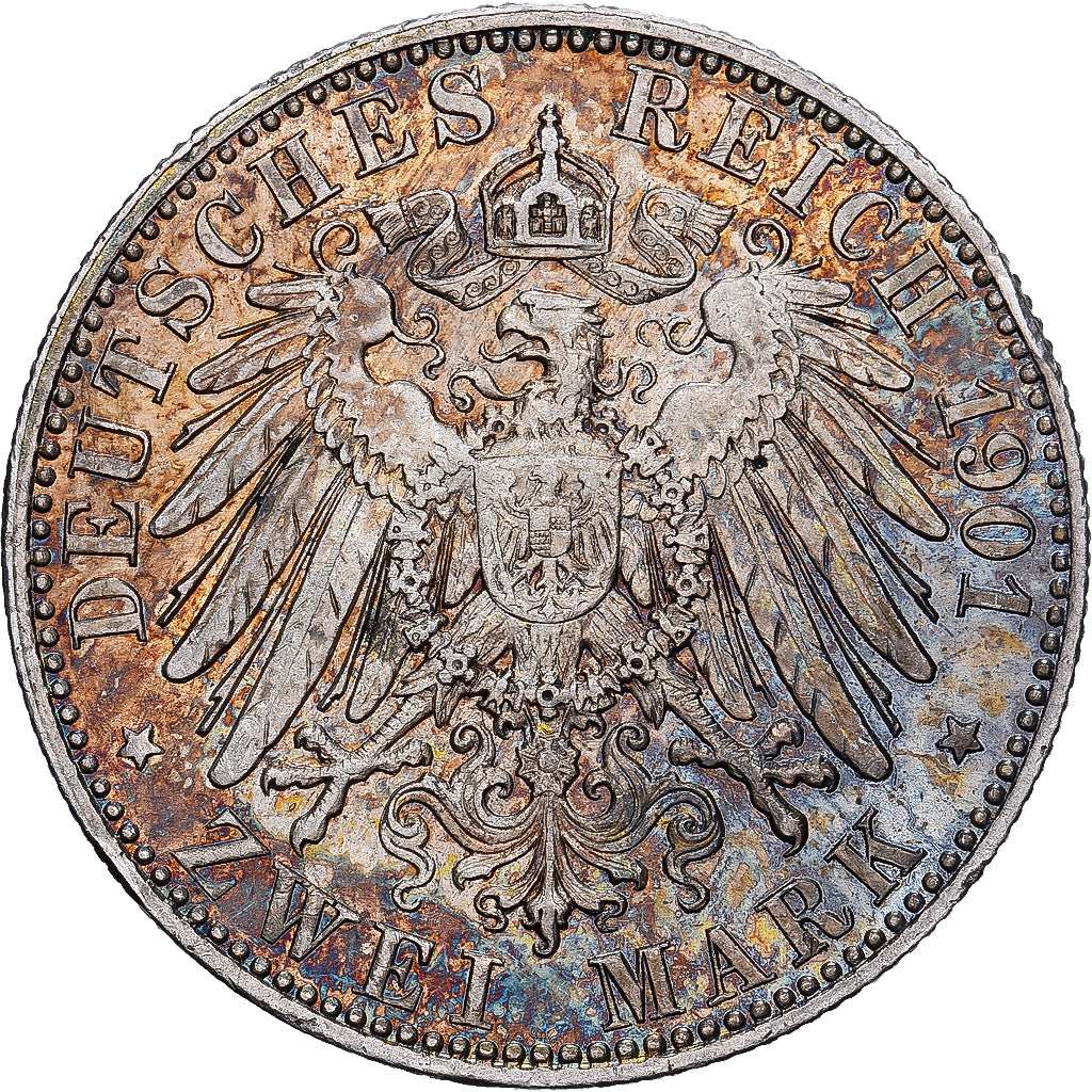 German States, PRUSSIA, Wilhelm II, 2 Mark, 1901, Berlin, Silver, AU(50-53)