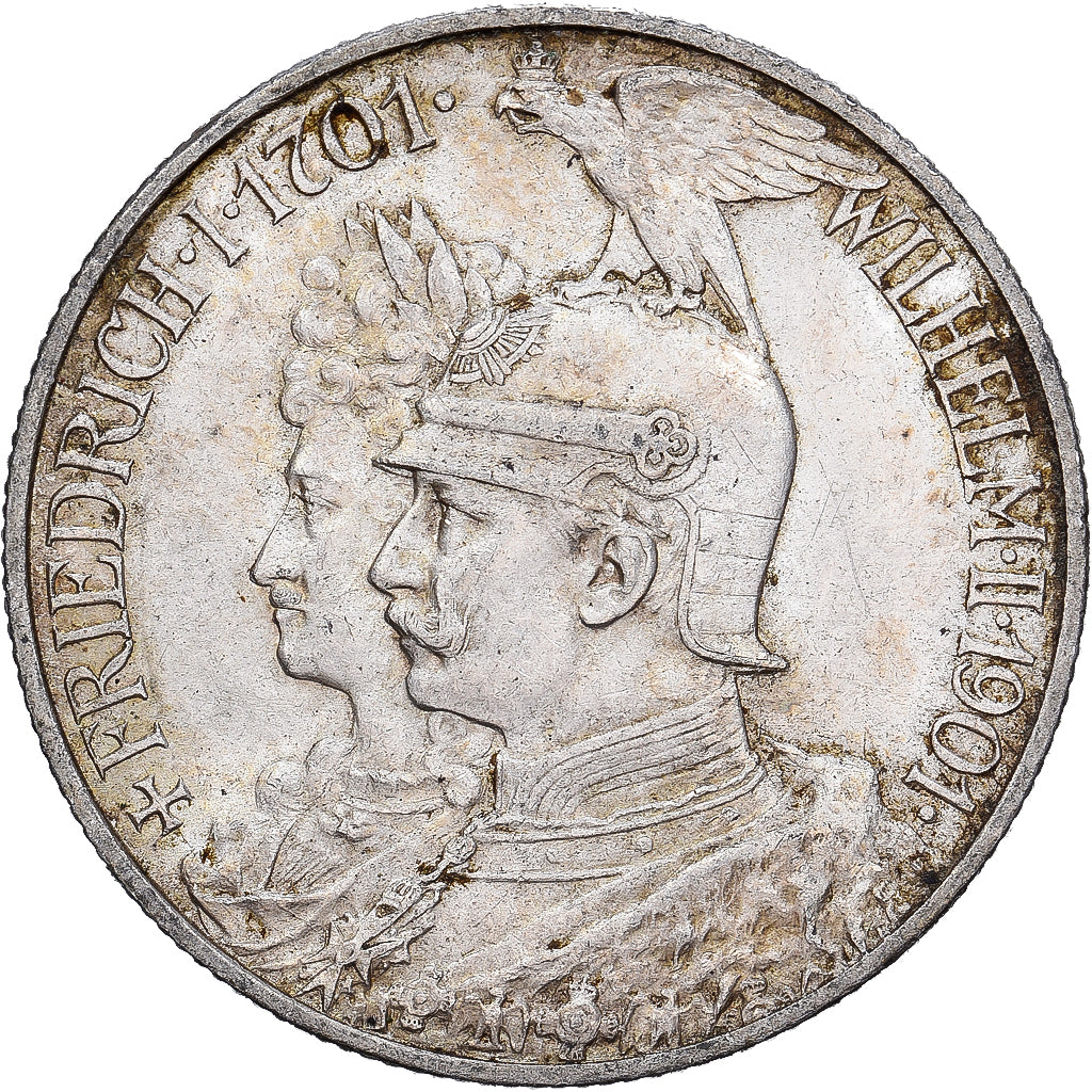 German States, PRUSSIA, Wilhelm II, 2 Mark, 1901, Berlin, Silver, AU(50-53)