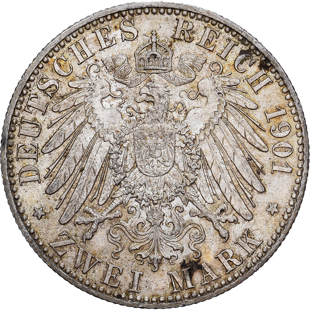 German States, PRUSSIA, Wilhelm II, 2 Mark, 1901, Berlin, Silver, AU(50-53)