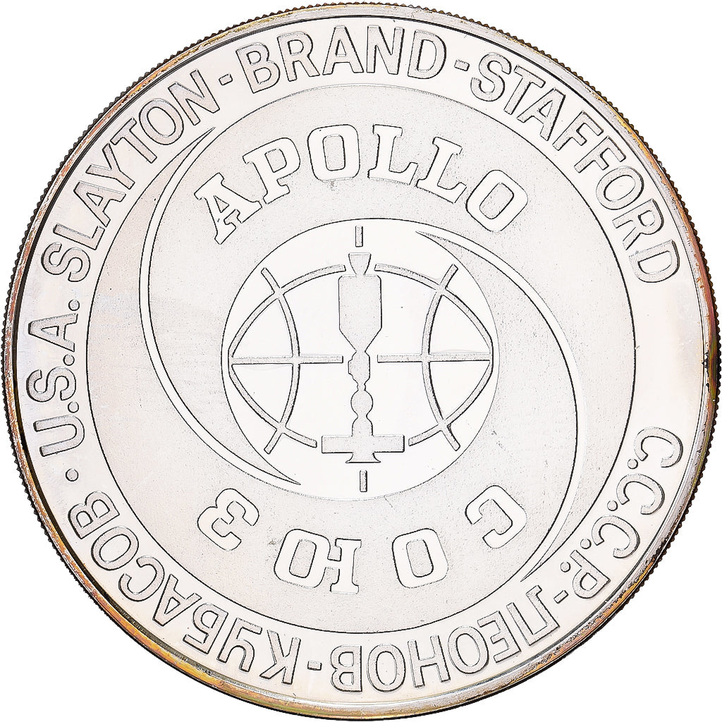 Francja, medal, Espace, Apollo Soyuz, 1975, Srebro, MS(63)