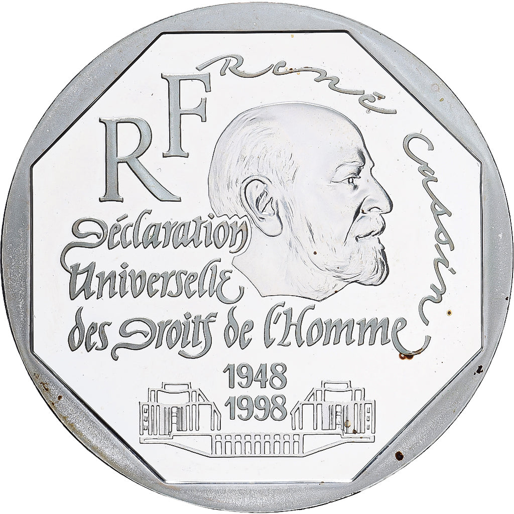 France, 100 Francs, René Cassin, 1998, Paris, Proof, Silver, AU(55-58), KM:1397