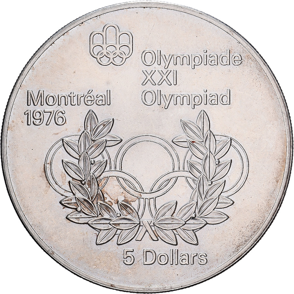 Canadá, 5 Dollars, Montréal XXI Olympiade, 1974, Ottawa, Prata, MS(60-62)
