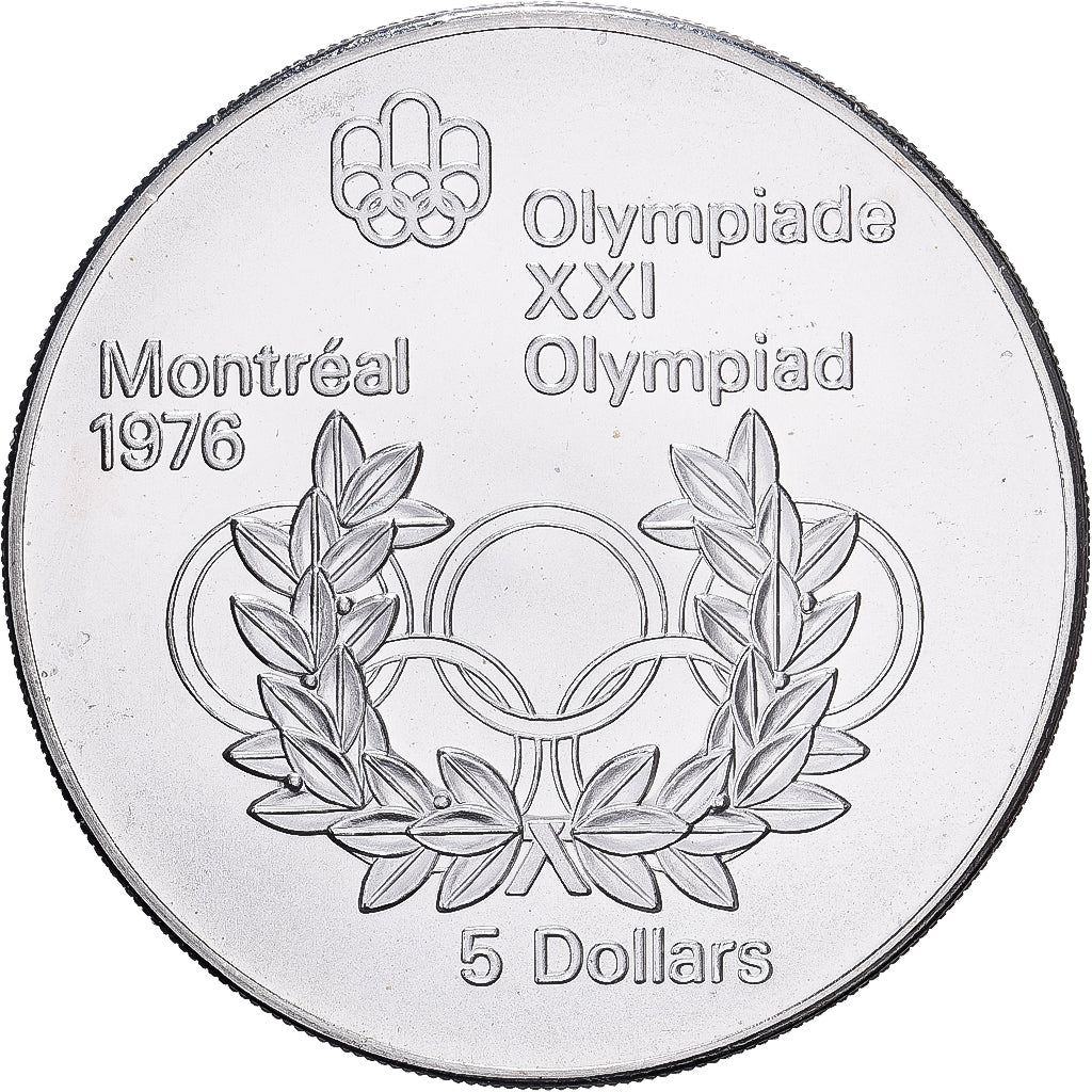 Canada, 5 Dollars, Montréal XXI Olympiade, 1974, Ottawa, Zilver, UNC, KM:89