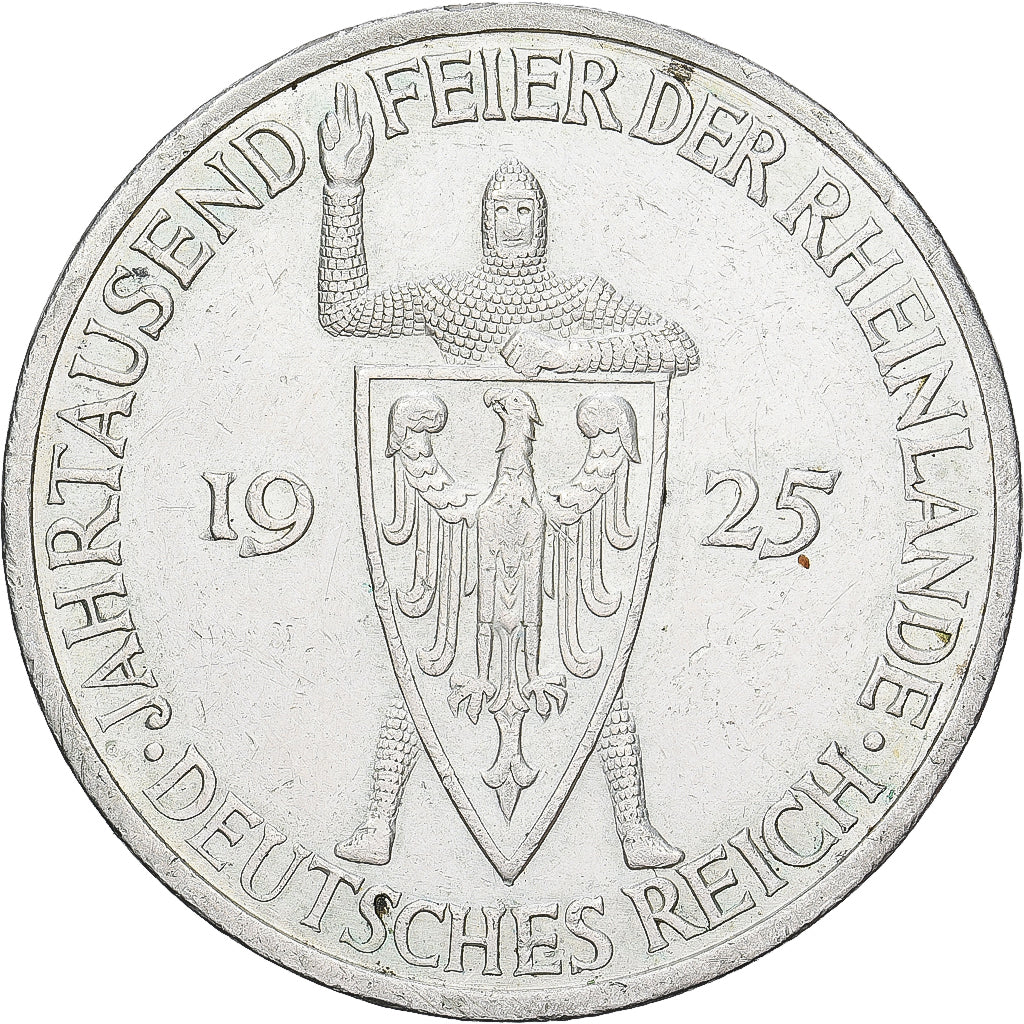 GERMANIA, REPUBBLICA DI WEIMAR, 5 Mark, 1925, Stuttgart, Argento, BB+, KM:47