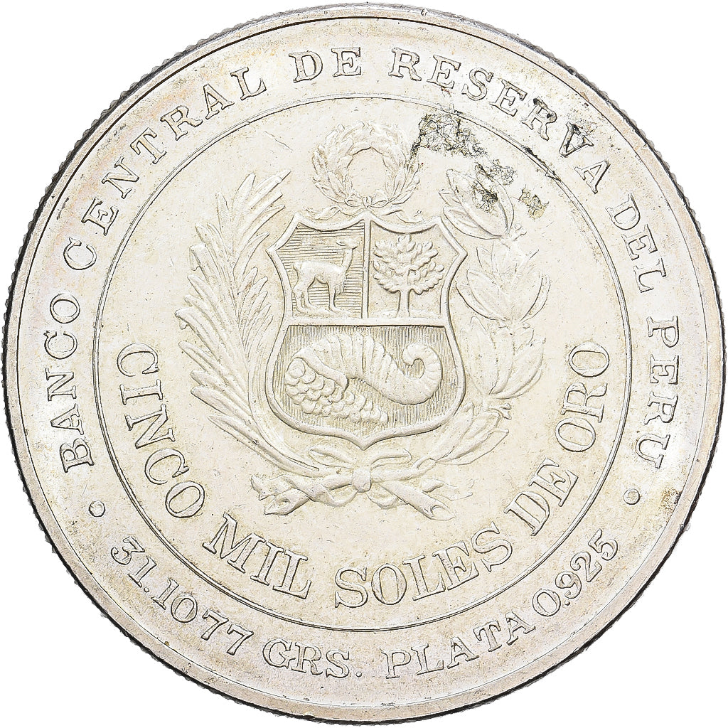 Peru, 5000 Soles, 1979, Lima, Prata, AU(55-58), KM:276