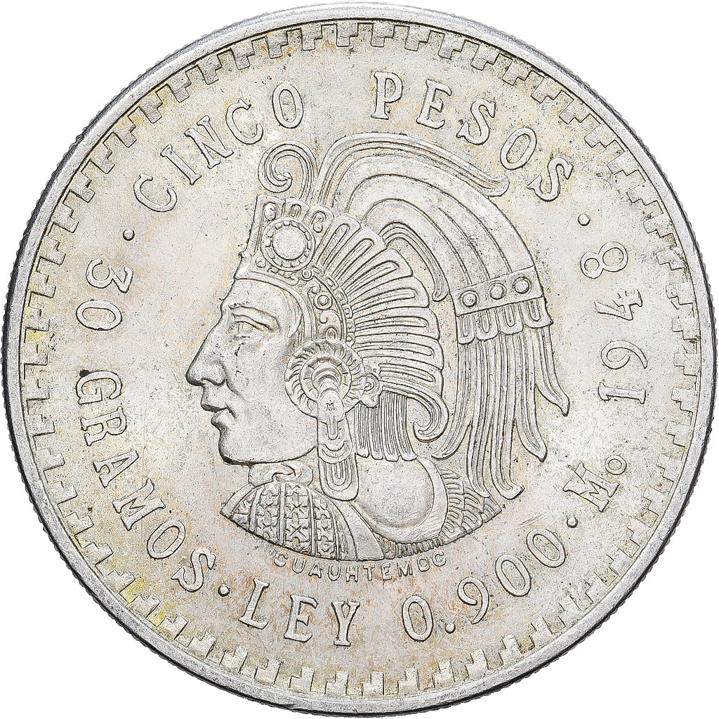 México, 5 Pesos, 1948, Mexico City, Plata, EBC+, KM:465