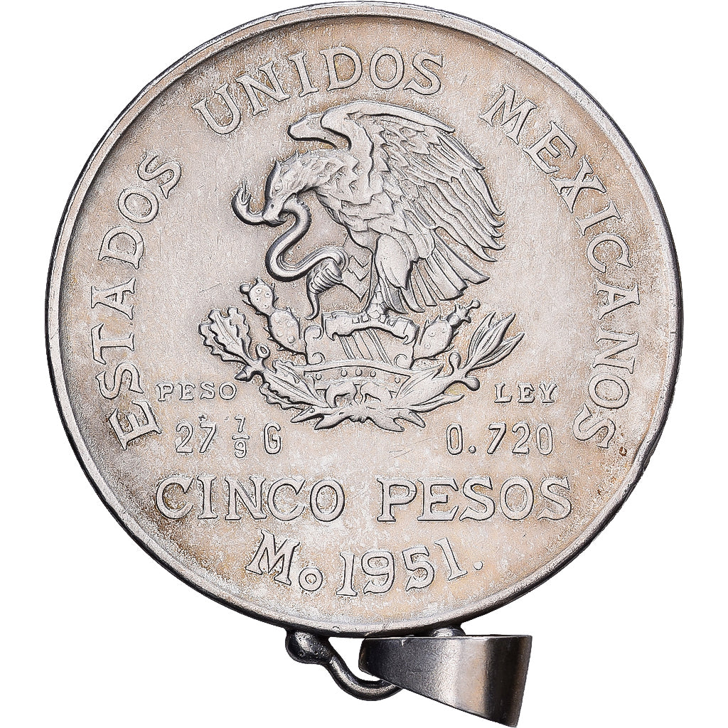 México, 5 Pesos, 1951, Mexico City, Plata, MBC+, KM:467