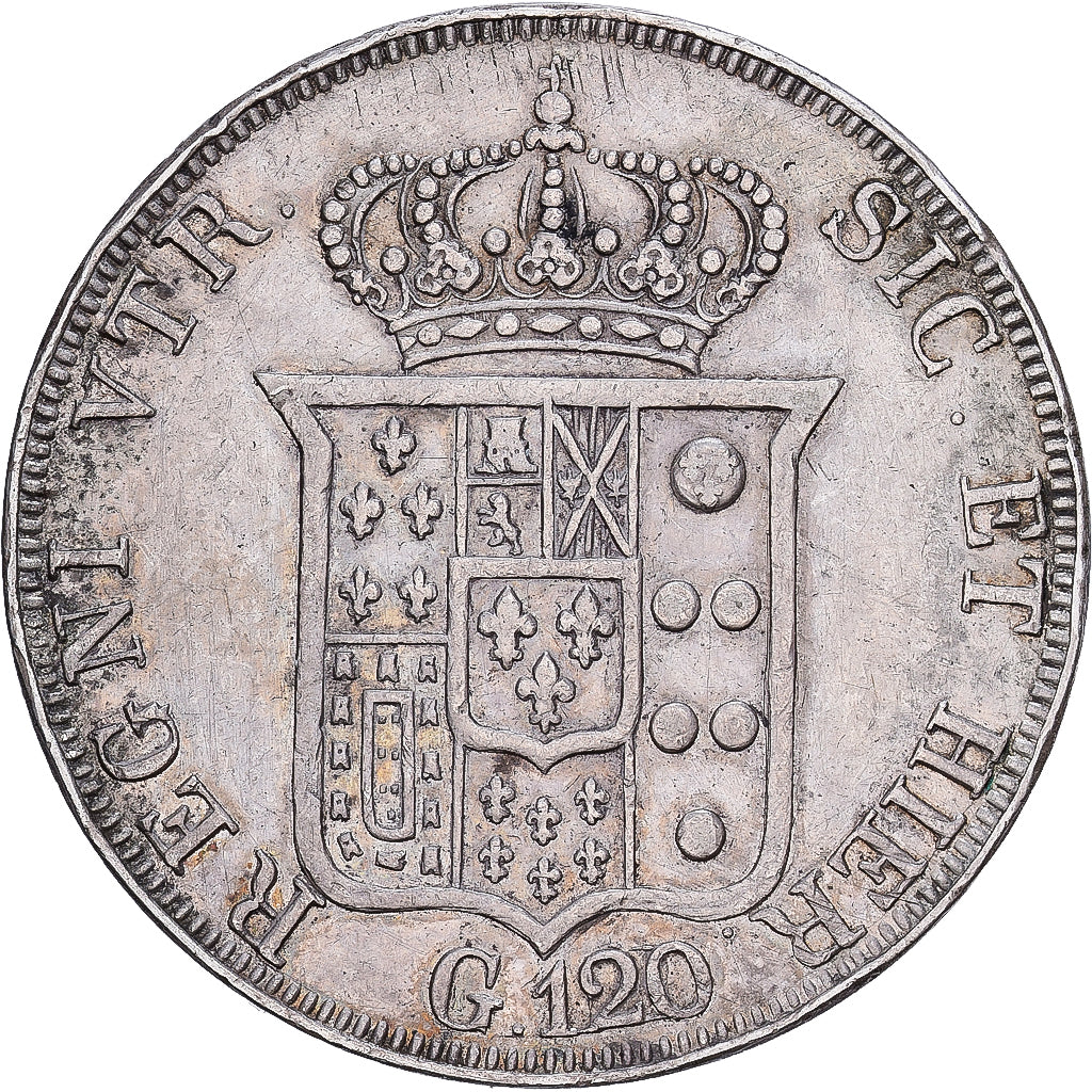 ESTADOS ITALIANOS, NAPLES, Ferdinando II, 120 Grana, 1838, Prata, VF(30-35)