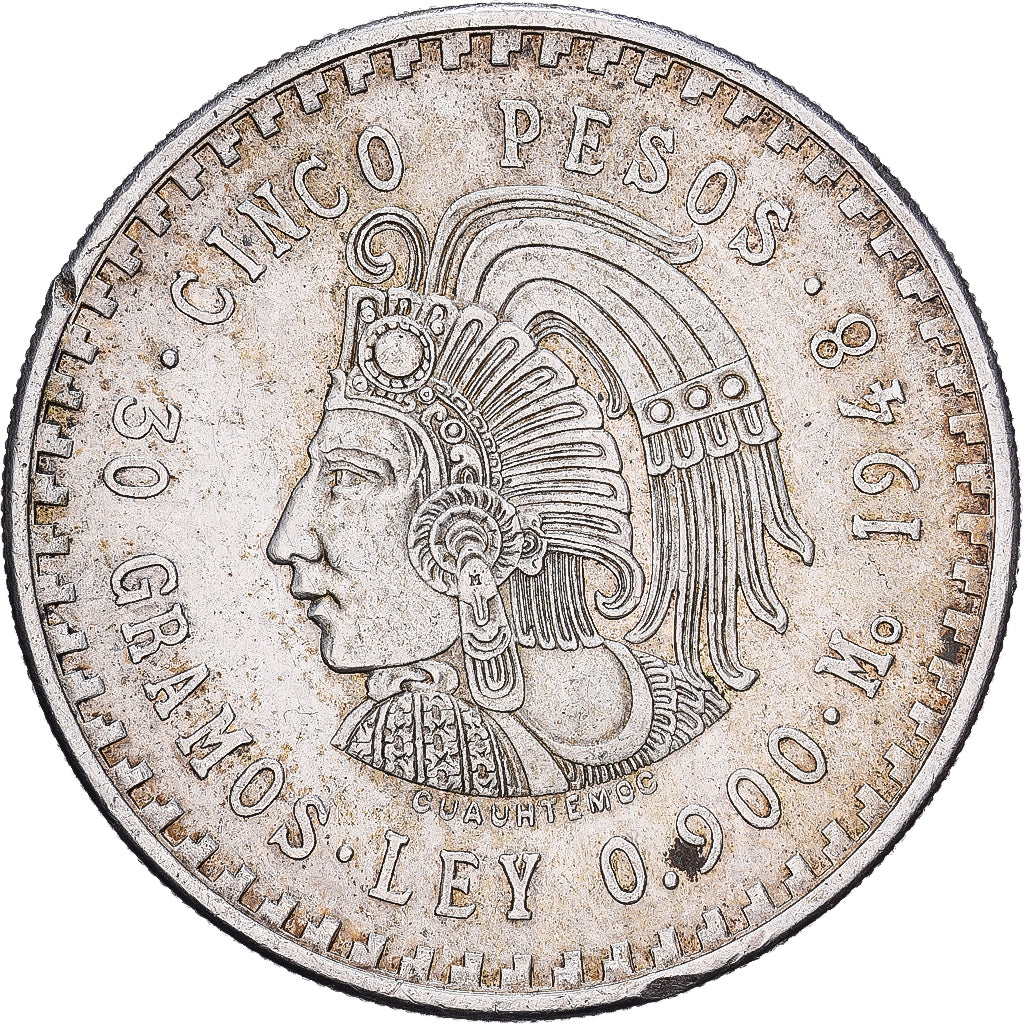 Mexico, 5 Pesos, 1948, Mexico City, Zilver, ZF, KM:465