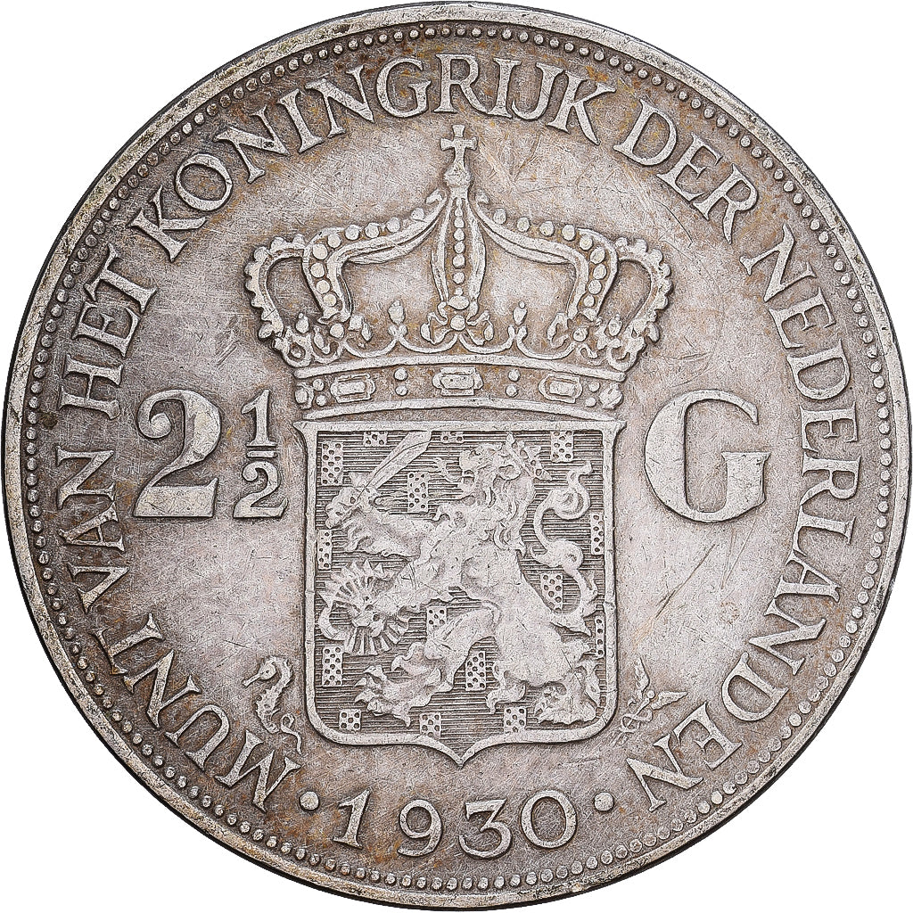 Holandia, Wilhelmina I, 2-1/2 Gulden, 1930, Utrecht, Srebro, EF(40-45), KM:165