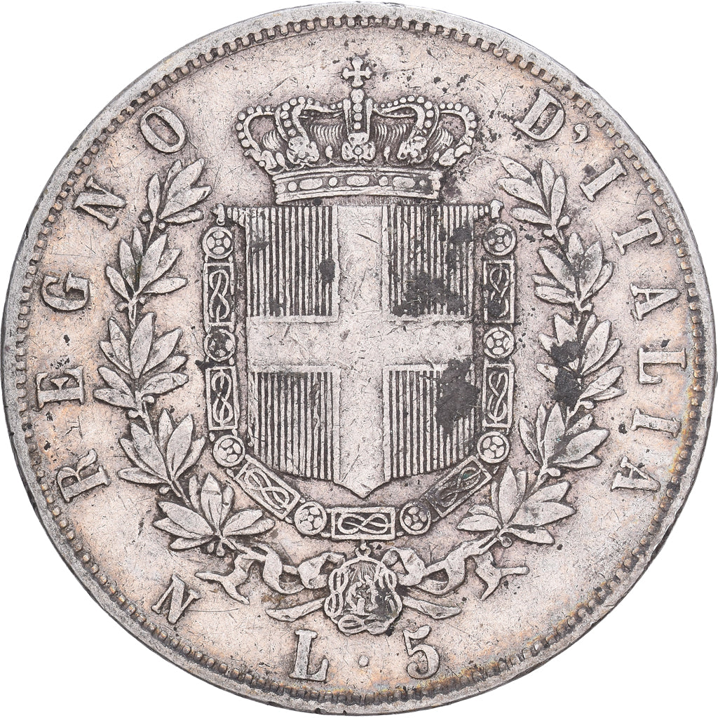 Italien, Vittorio Emanuele II, 5 Lire, 1862, Naples, Rare, Silber, S+, KM:8.2