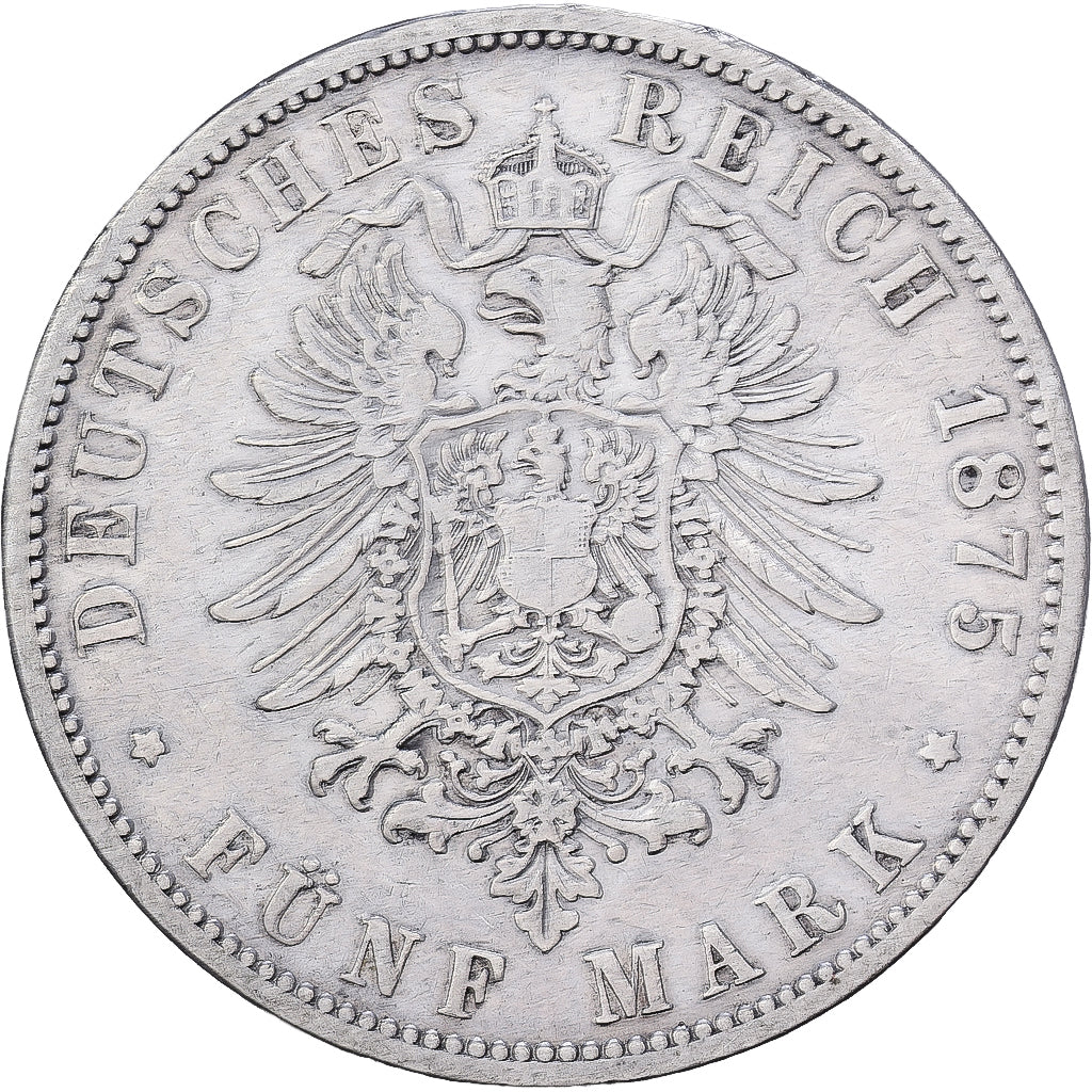 Deutschland, Wilhelm I, 5 Mark, 1875, Hannover, Silber, S+