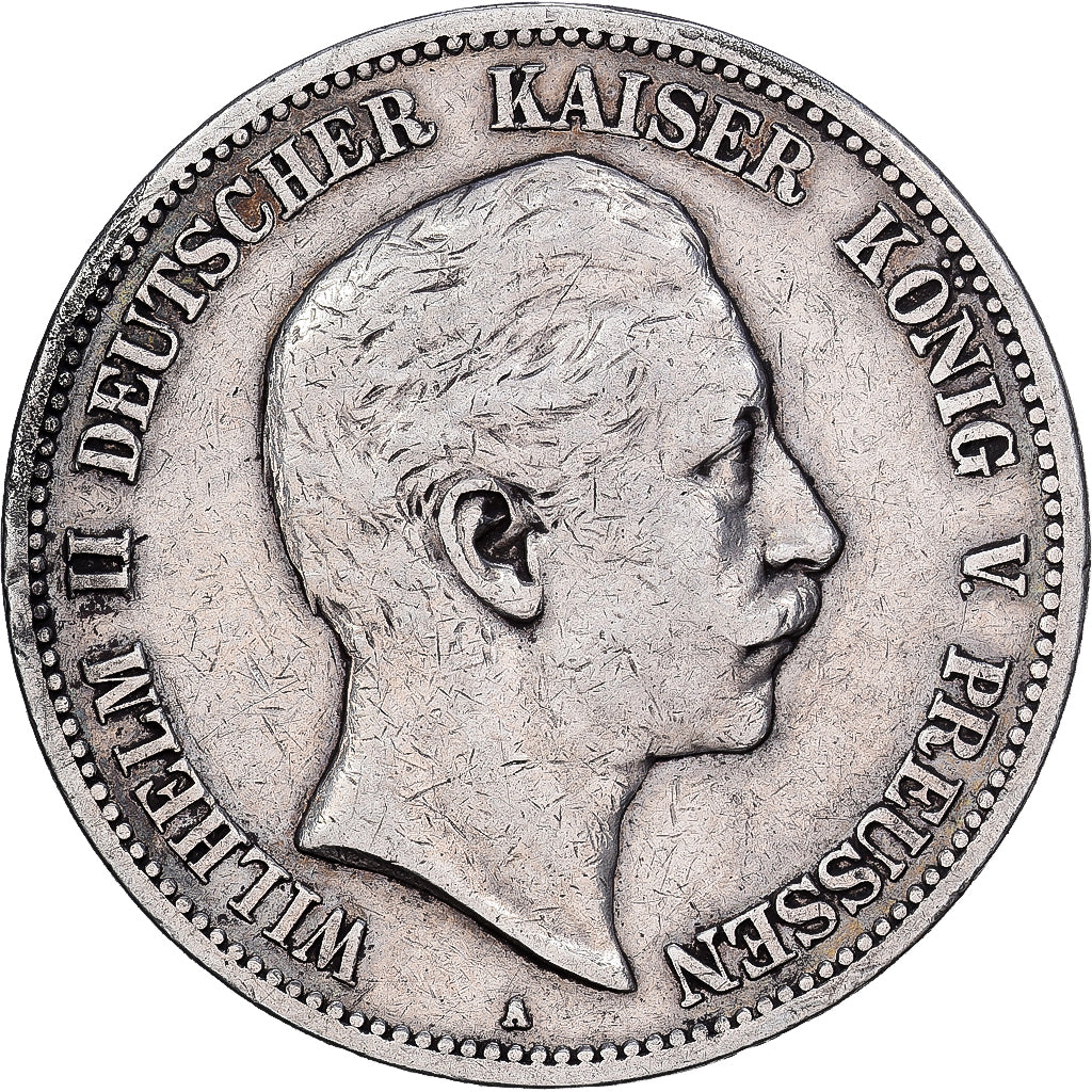 Moneda, Estados alemanes, PRUSSIA, Wilhelm II, 5 Mark, 1895, Berlin, BC+, Plata