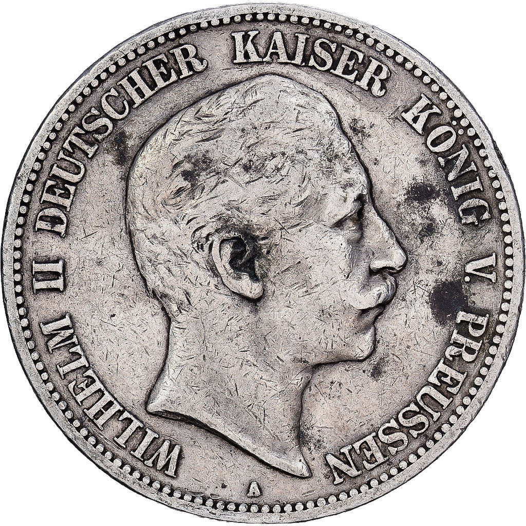 Moneda, Estados alemanes, PRUSSIA, Wilhelm II, 5 Mark, 1898, Berlin, BC+, Plata