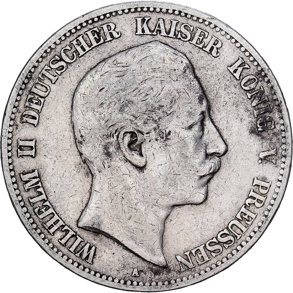 Stati tedeschi, PRUSSIA, Wilhelm II, 5 Mark, 1900, Berlin, Argento, MB+, KM:523