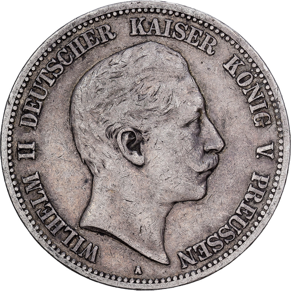 Duitse staten, PRUSSIA, Wilhelm II, 5 Mark, 1901, Berlin, Zilver, FR+, KM:523