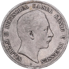Estados alemanes, Prussia., Wilhelm II, 5 Mark, 1902, Berlin, Plata, MBC, KM:523