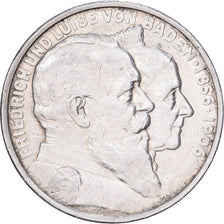 German States, BADEN, Friedrich I, 5 Mark, 1906, Karlsruhe, Silver, AU(55-58)