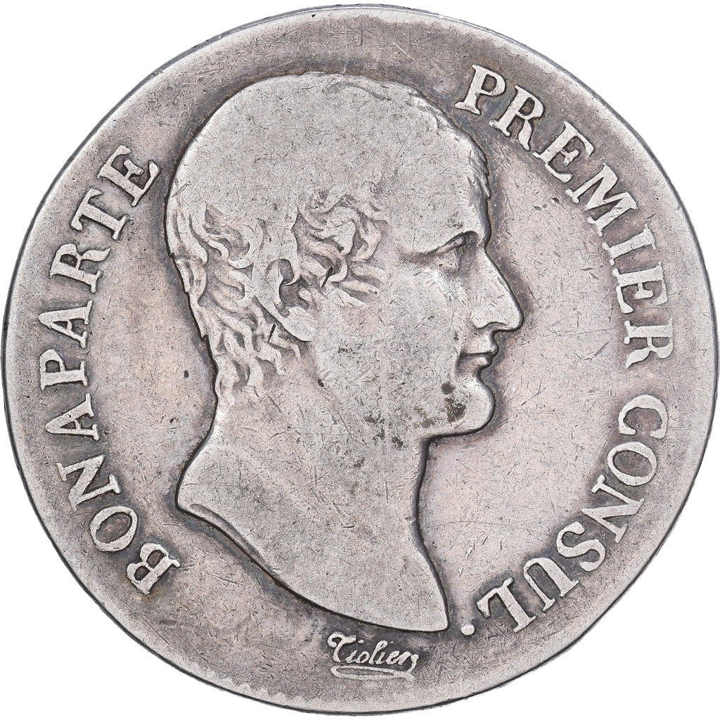 Francja, Bonaparte Premier Consul, 5 Francs, An 12, Paris, Srebro, VF(20-25)