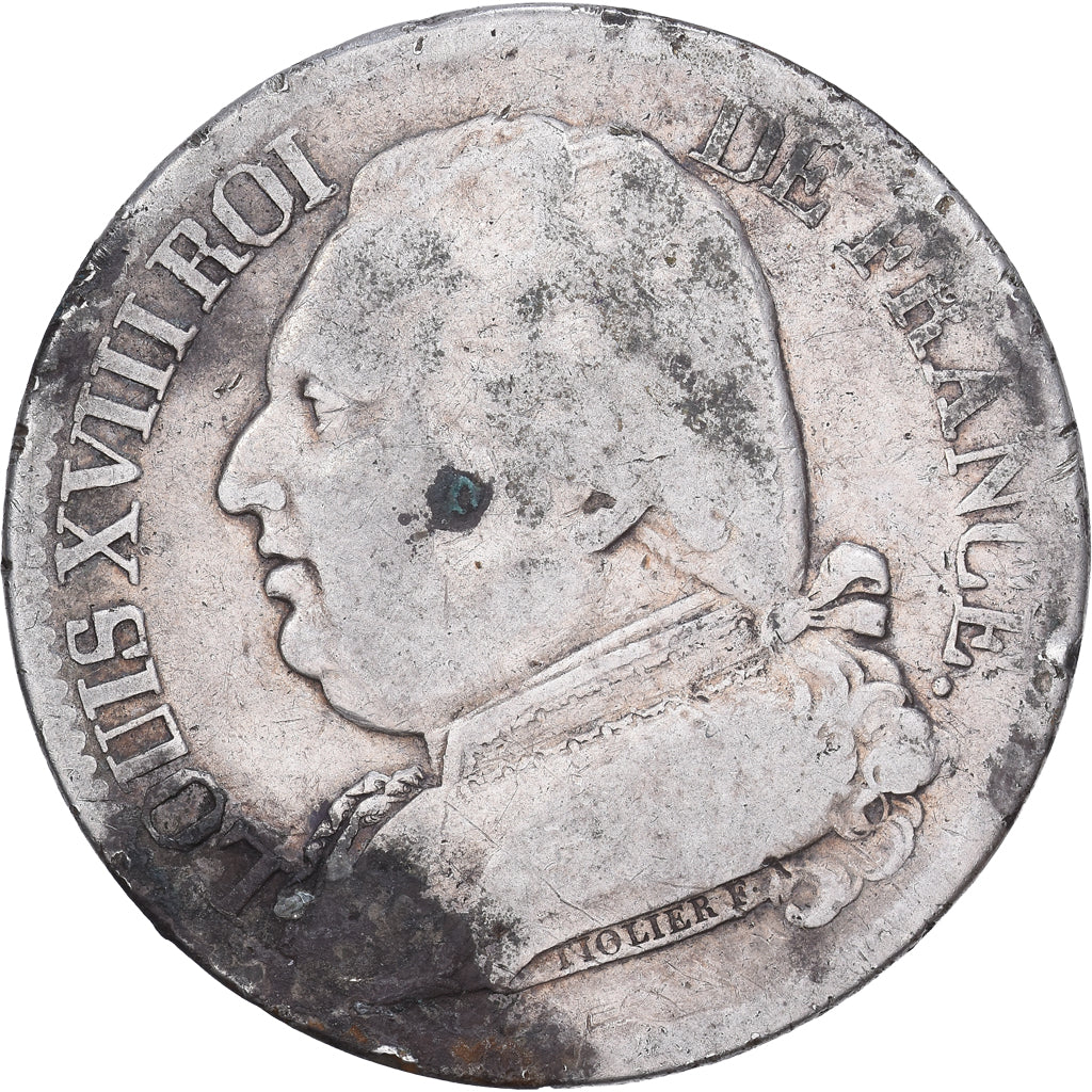 Francia, Louis XVIII, 5 Francs, Louis XVIII, 1814, Toulouse, Plata, BC