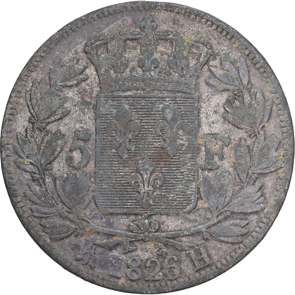 France, 5 Francs, Charles X, 1826, La Rochelle, Silver, F(12-15), Gadoury:643