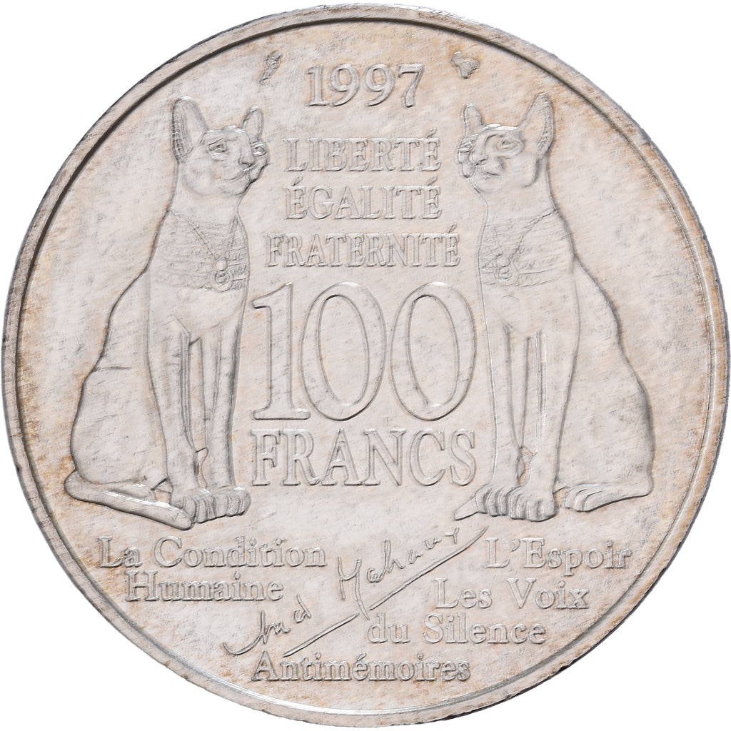 Francia, 100 Francs, André Malraux, 1997, Plata, EBC, KM:1188