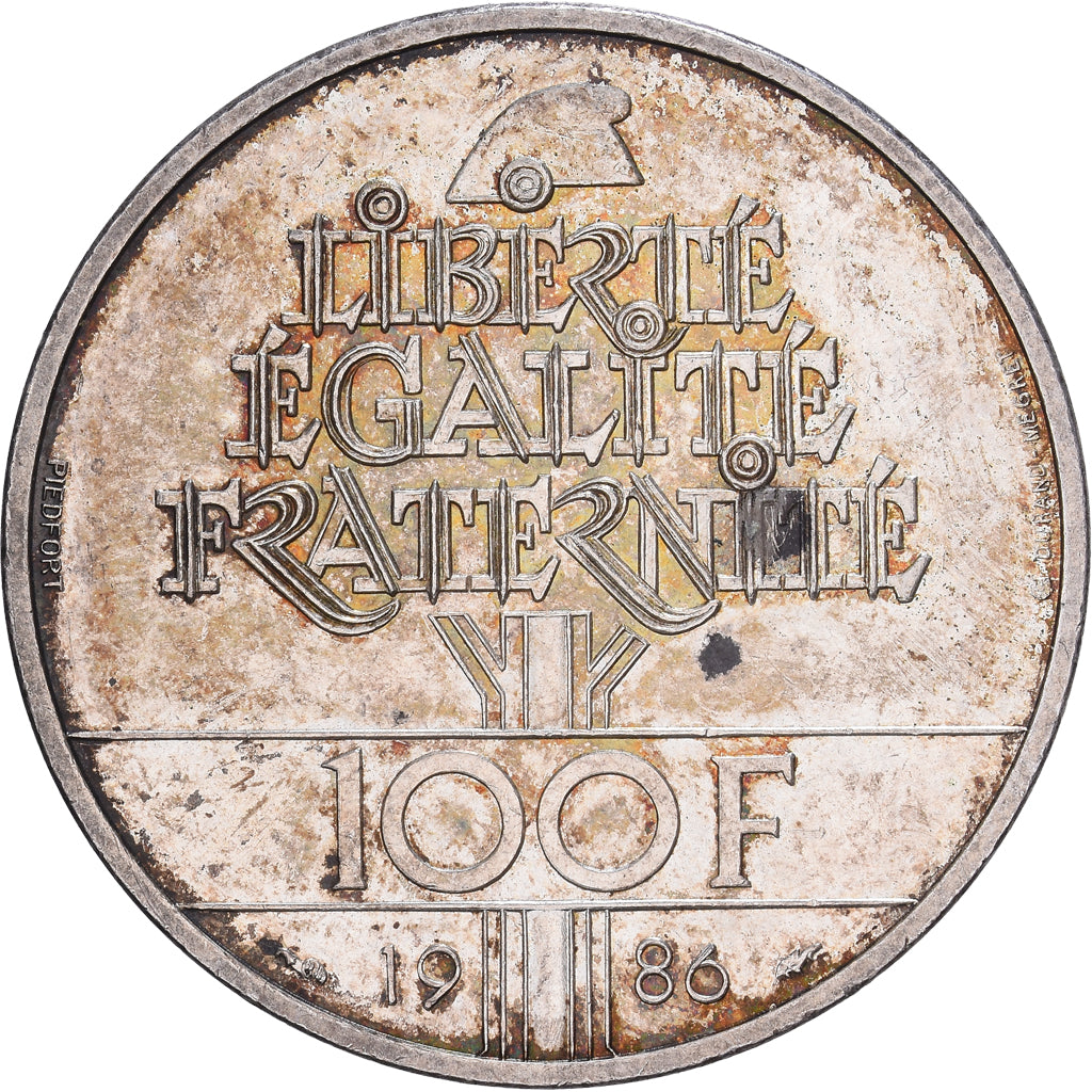 Francia, 100 Francs, Statue de la Liberté, 1986, Paris, Piéfort, Plata, MBC