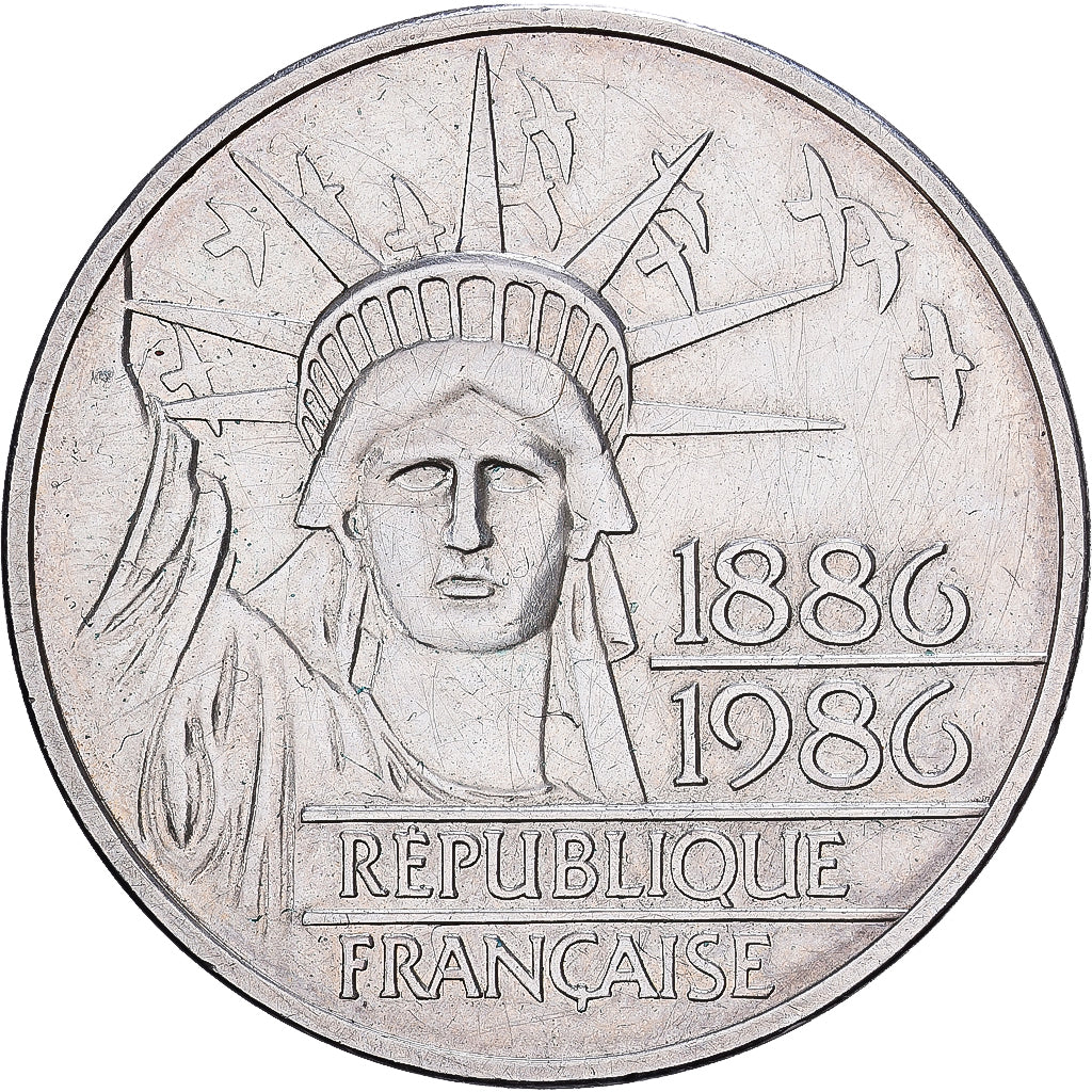 Francia, 100 Francs, Statue de la Liberté, 1986, Paris, Piéfort, Plata, MBC+