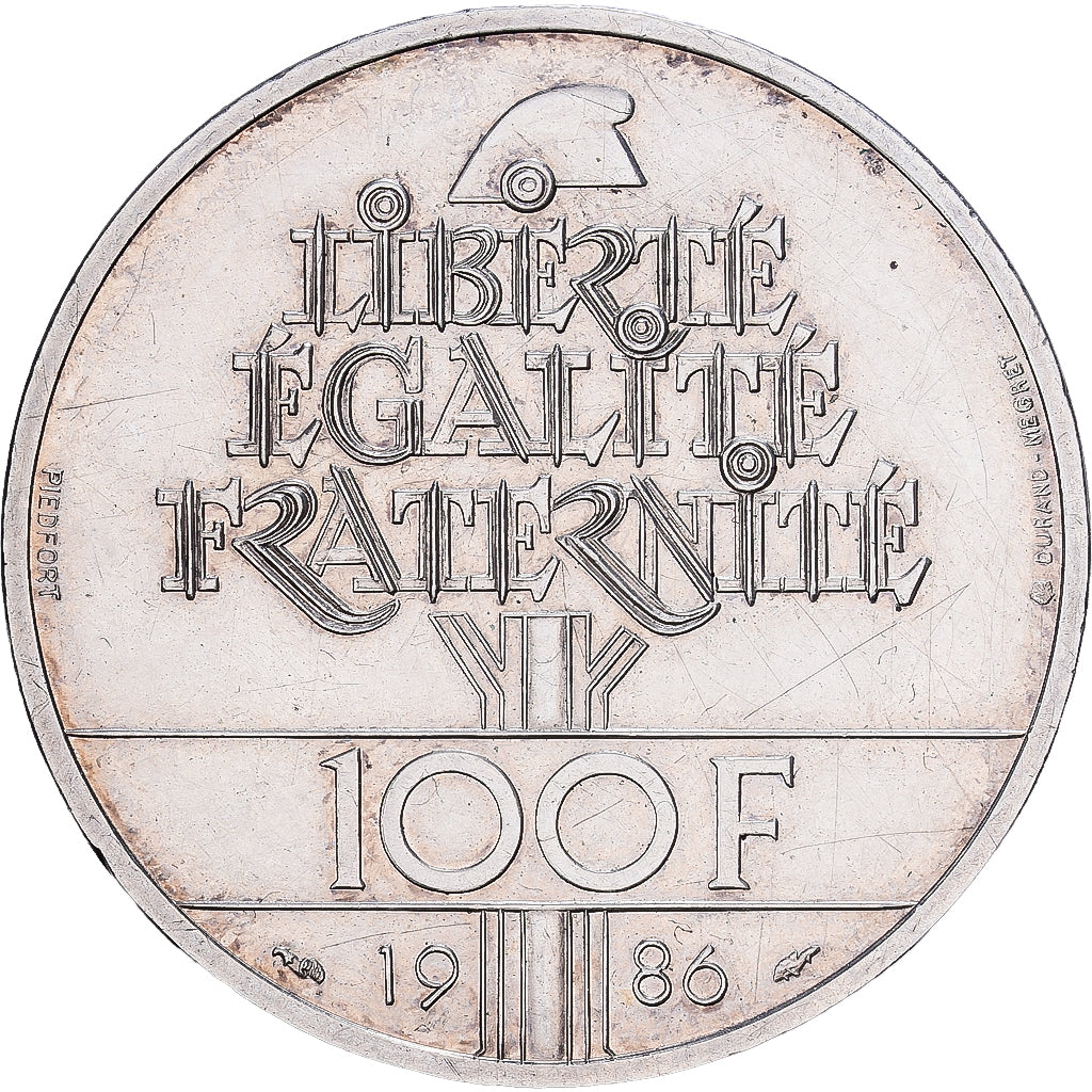 Francia, 100 Francs, Statue de la Liberté, 1986, Paris, Piéfort, Plata, MBC+